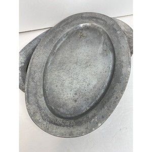 Vintage Japan Aluminum Metal Oval Pebbled Serving Tray Plate Platter 12” X 8”,